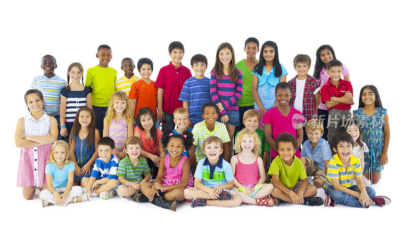 Large group of multi ethnic international children重复图片